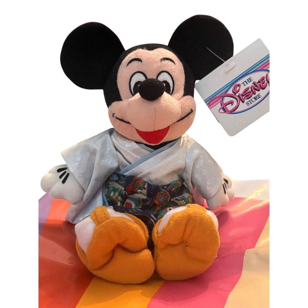 Disney Store Mickey Mouse Kimono Japanese Tradition Plush Bean Bag Toy NWT 8"